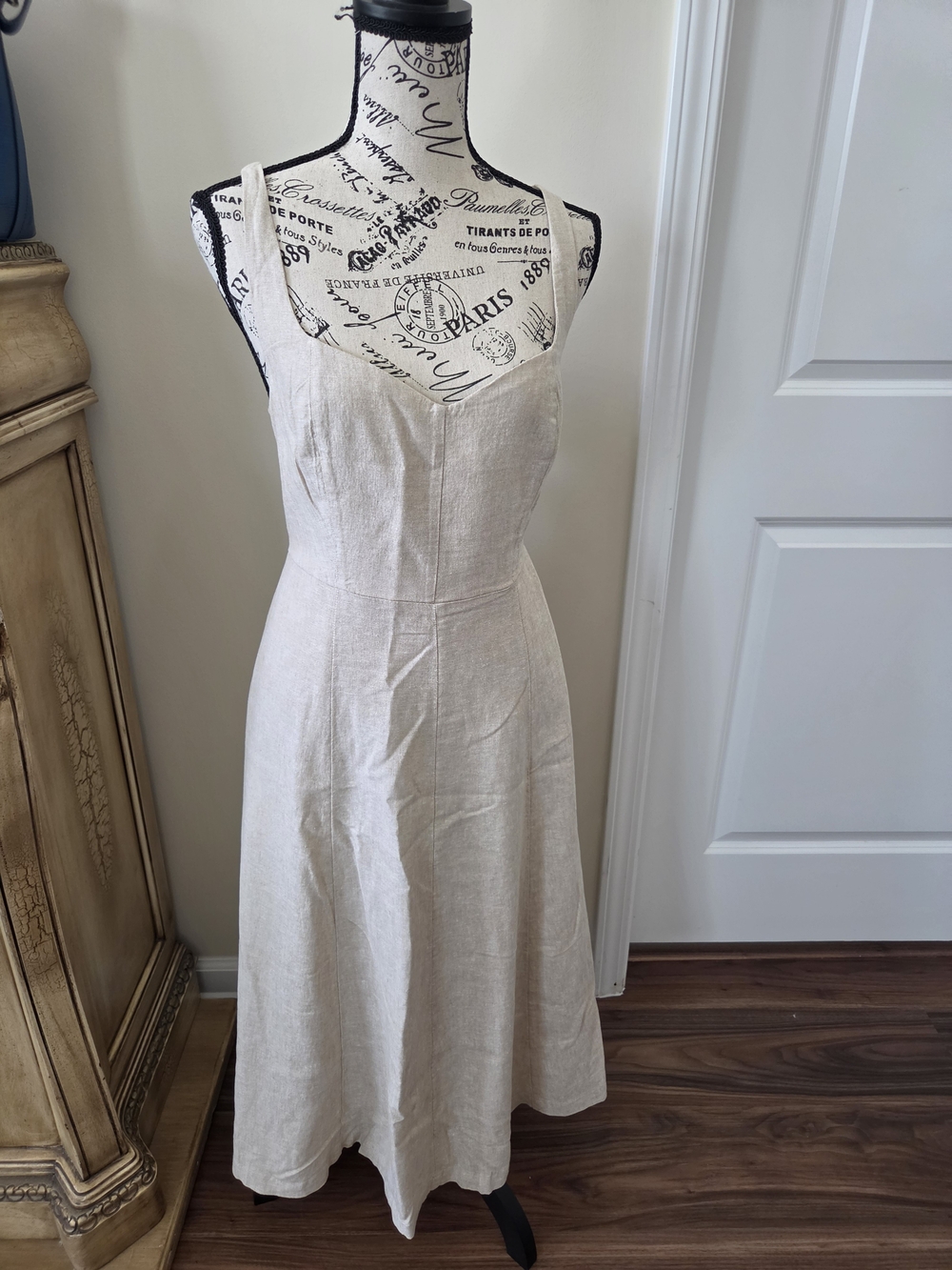 Old Navy Natural Linen-Blend Midi Dress